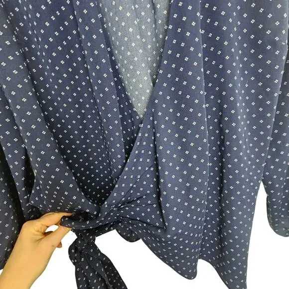 J. Crew Womens Foulard Floral Wrap Top Size L Classic Preppy Drapey Old Money - Picture 4 of 10